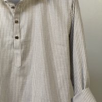 Remi Cotton Katua - Mandarin Collar - Khaki Stripe