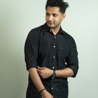 Tommy Black and Silver Metallic Pin Stripe Shirt