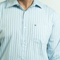 Tommy Sky Blue and Navy Fine Pin Stripe Shirt