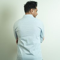 Tommy Sky Blue and Navy Fine Pin Stripe Shirt